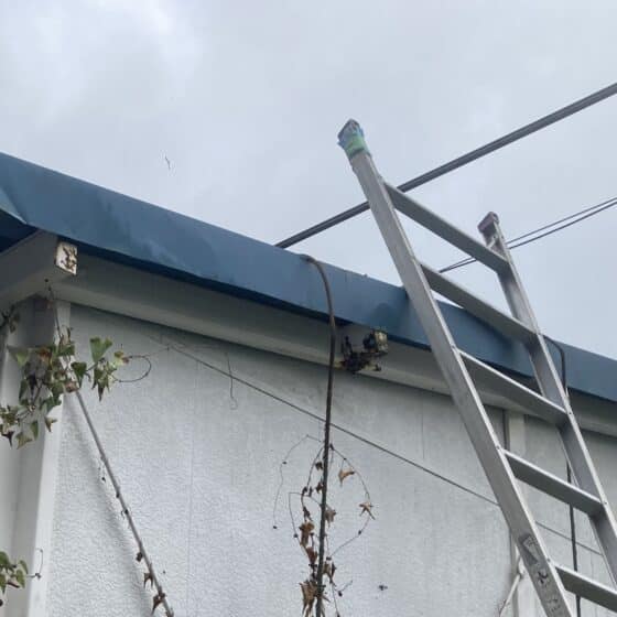JR施設の屋根の飛散防止ワイヤーの交換作業を行いました